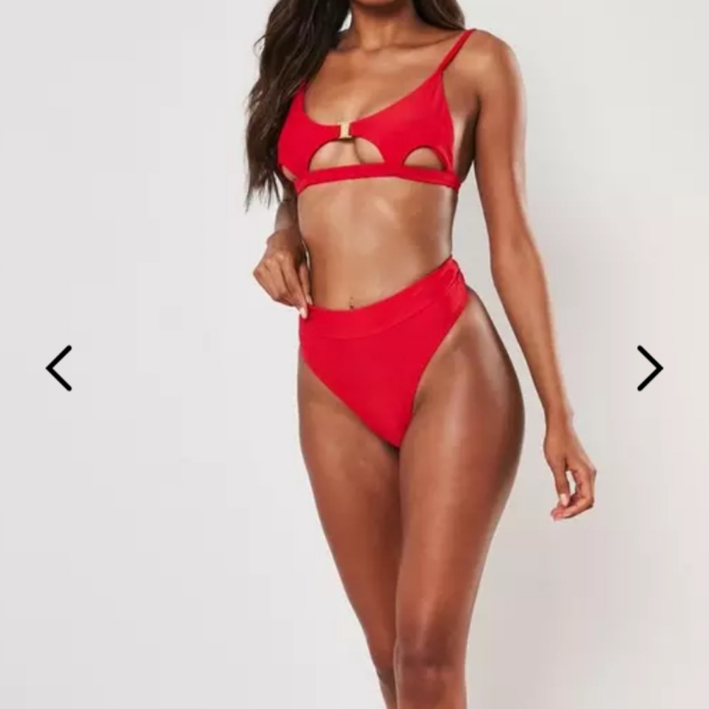 Red High waisted bikini bottoms. NWT
